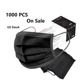 Respir-Shield™ 1000PCS - 3 PLY Black Non-Medical Disposable Face Masks; Comfortable Elastic Ear loops Face Masks; Breathable for Daily Protection Ai